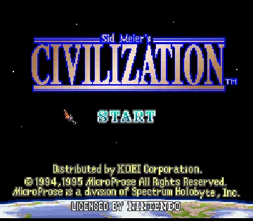 Sid Meier's Civilization (USA) (Beta) screen shot title